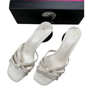 Vince Camuto Sandal Women's Size 11 Leather Off White Strappy Knotted Slip-On